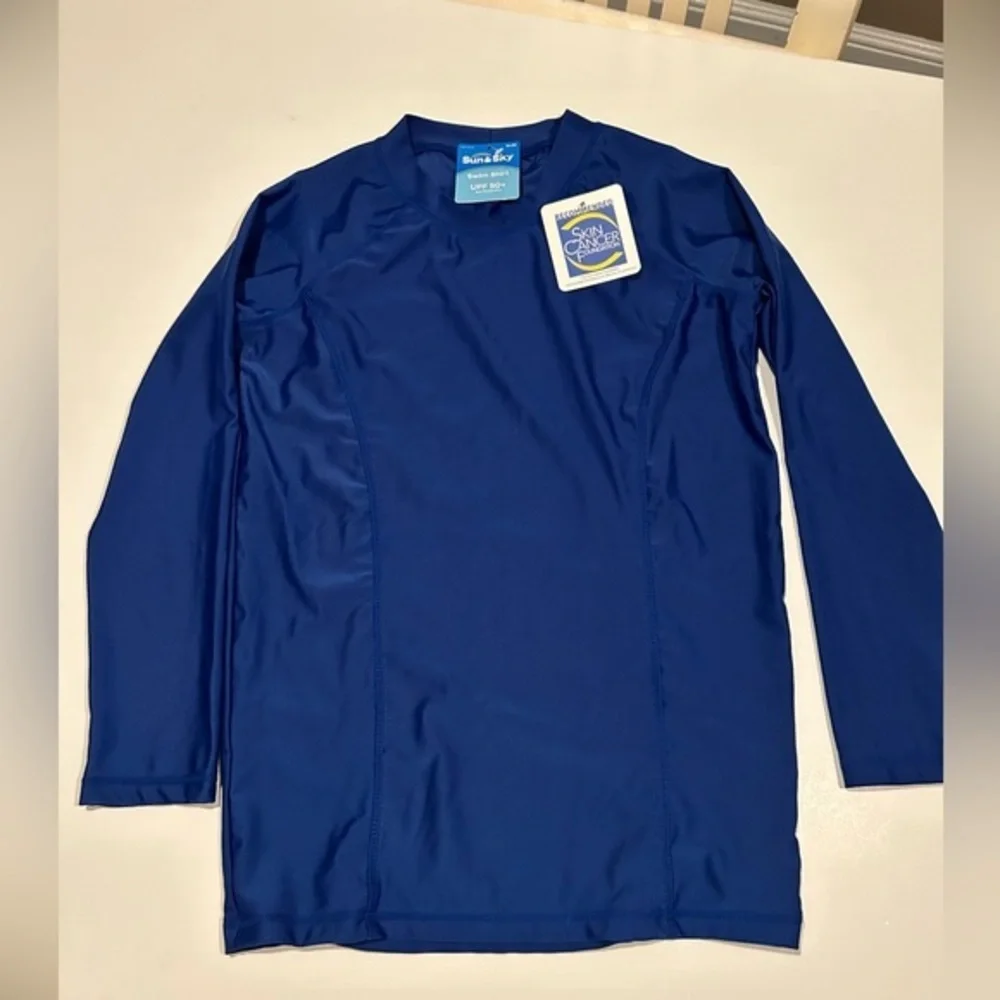 SUN & SKY SWIM SHIRT UPF 50+ SUN PROTECTION ROYAL BLUE LONG SLEEVES SIZE 14-16